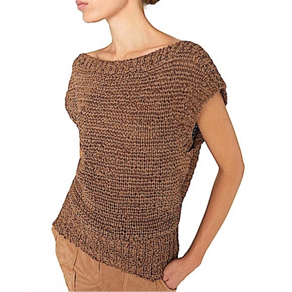 Brochu Walker Cei Sueded Ribbon Crochet Sweater Top Size Medium